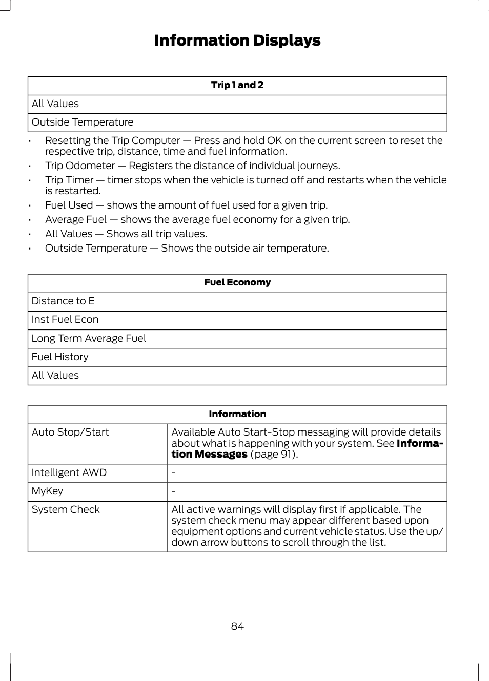 Information displays | FORD 2013 Fusion v.1 User Manual | Page 86 / 449