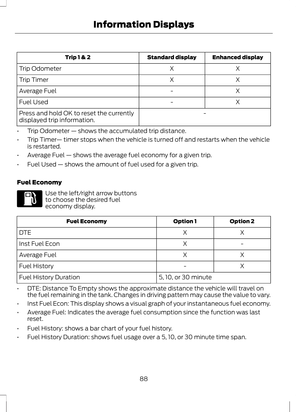 Information displays | FORD 2013 Fusion v.1 User Manual | Page 90 / 449