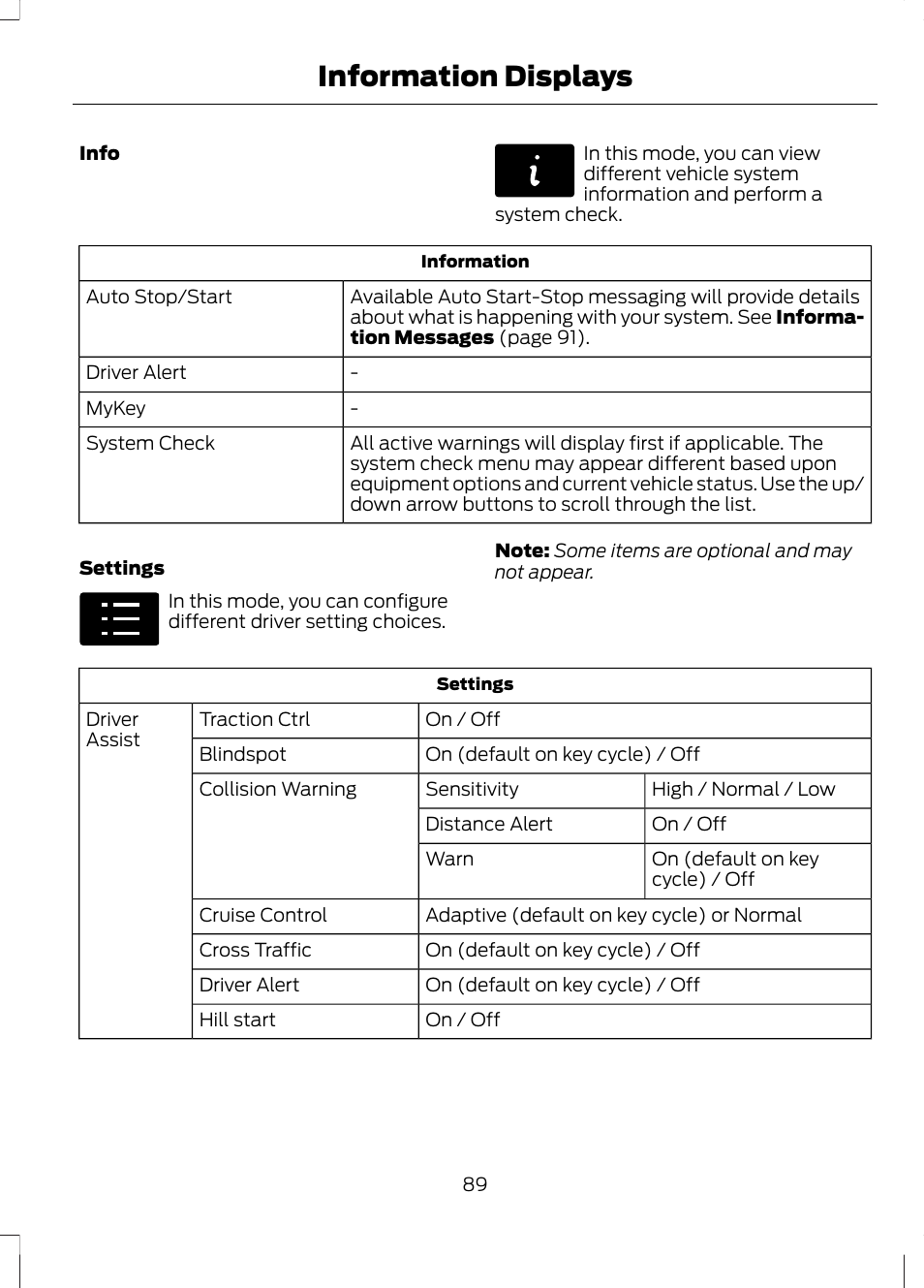 Information displays | FORD 2013 Fusion v.1 User Manual | Page 91 / 449