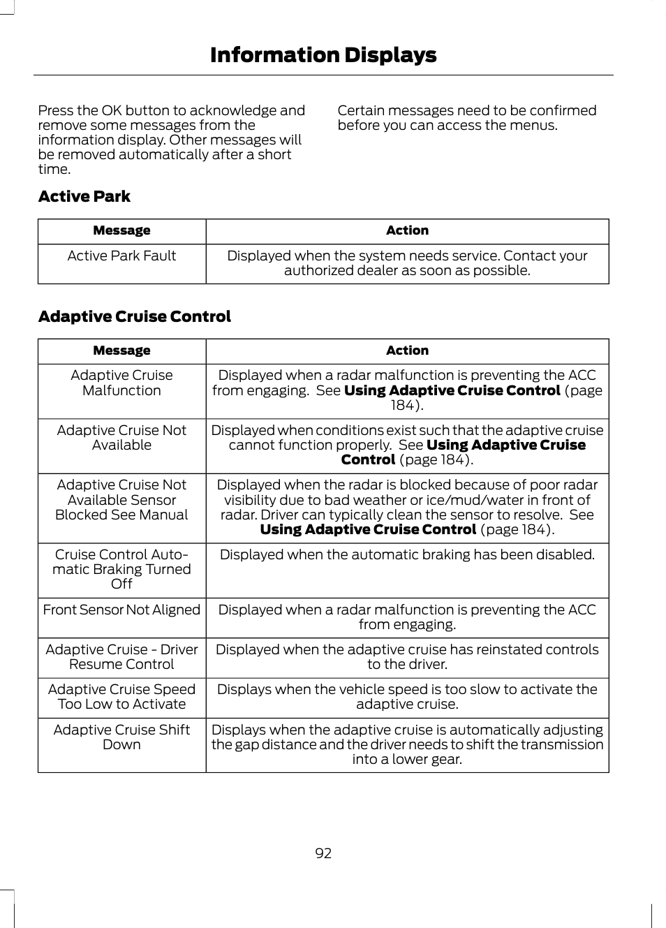 Information displays | FORD 2013 Fusion v.1 User Manual | Page 94 / 449