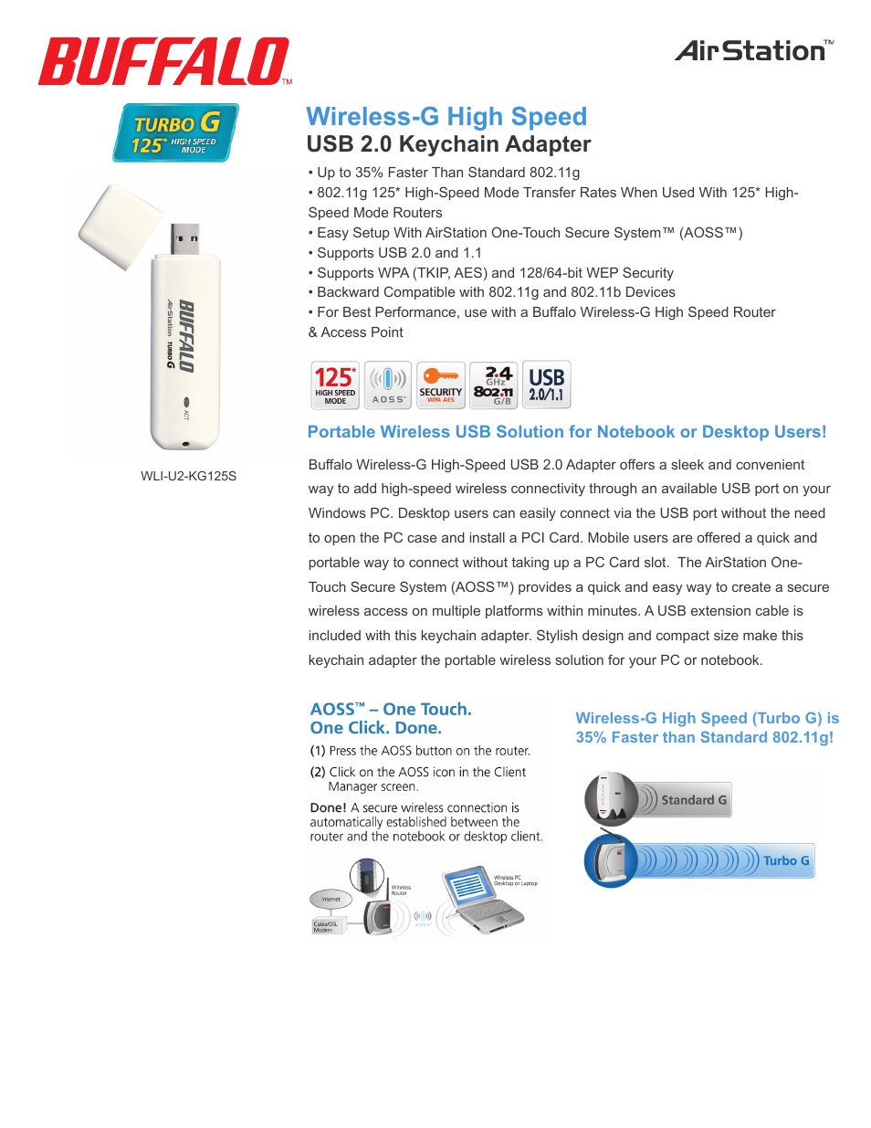 Buffalo Technology Buffalo AirStation WLI-U2-KG125S User Manual | 2 pages