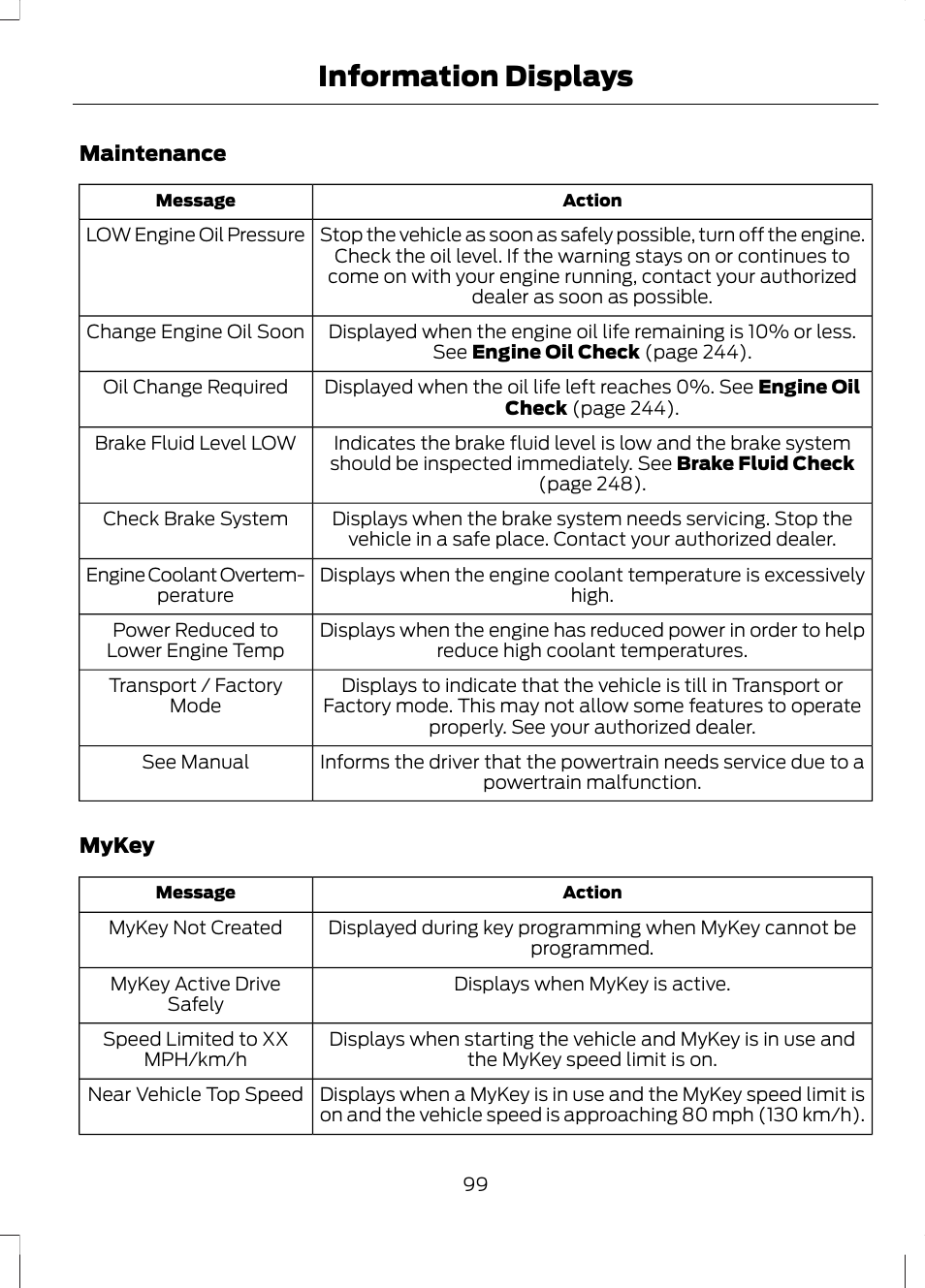 Information displays | FORD 2013 Fusion v.2 User Manual | Page 101 / 453