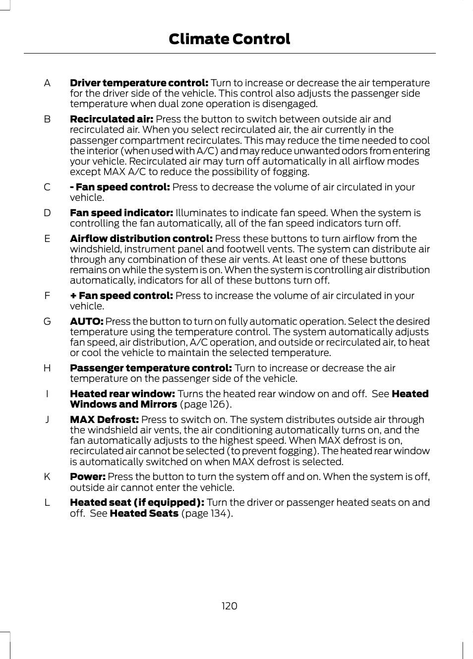 Climate control | FORD 2013 Fusion v.2 User Manual | Page 122 / 453