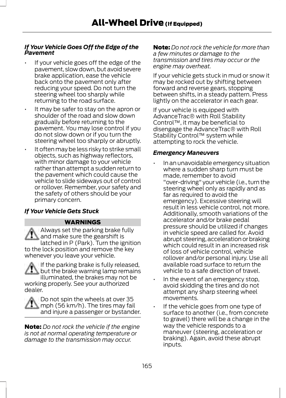 All-wheel drive | FORD 2013 Fusion v.2 User Manual | Page 167 / 453