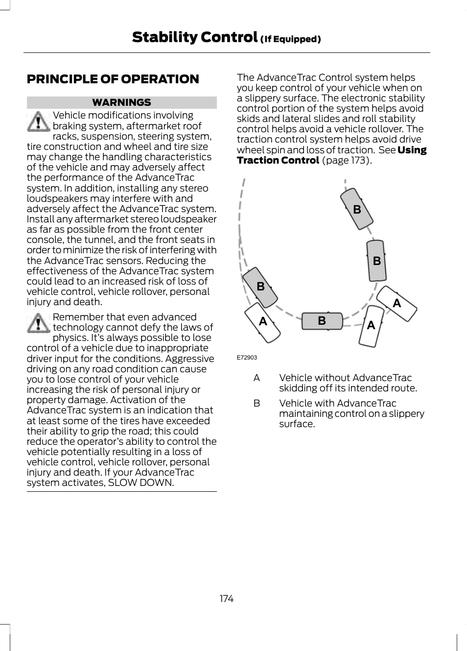 Stability control, Principle of operation | FORD 2013 Fusion v.2 User Manual | Page 176 / 453