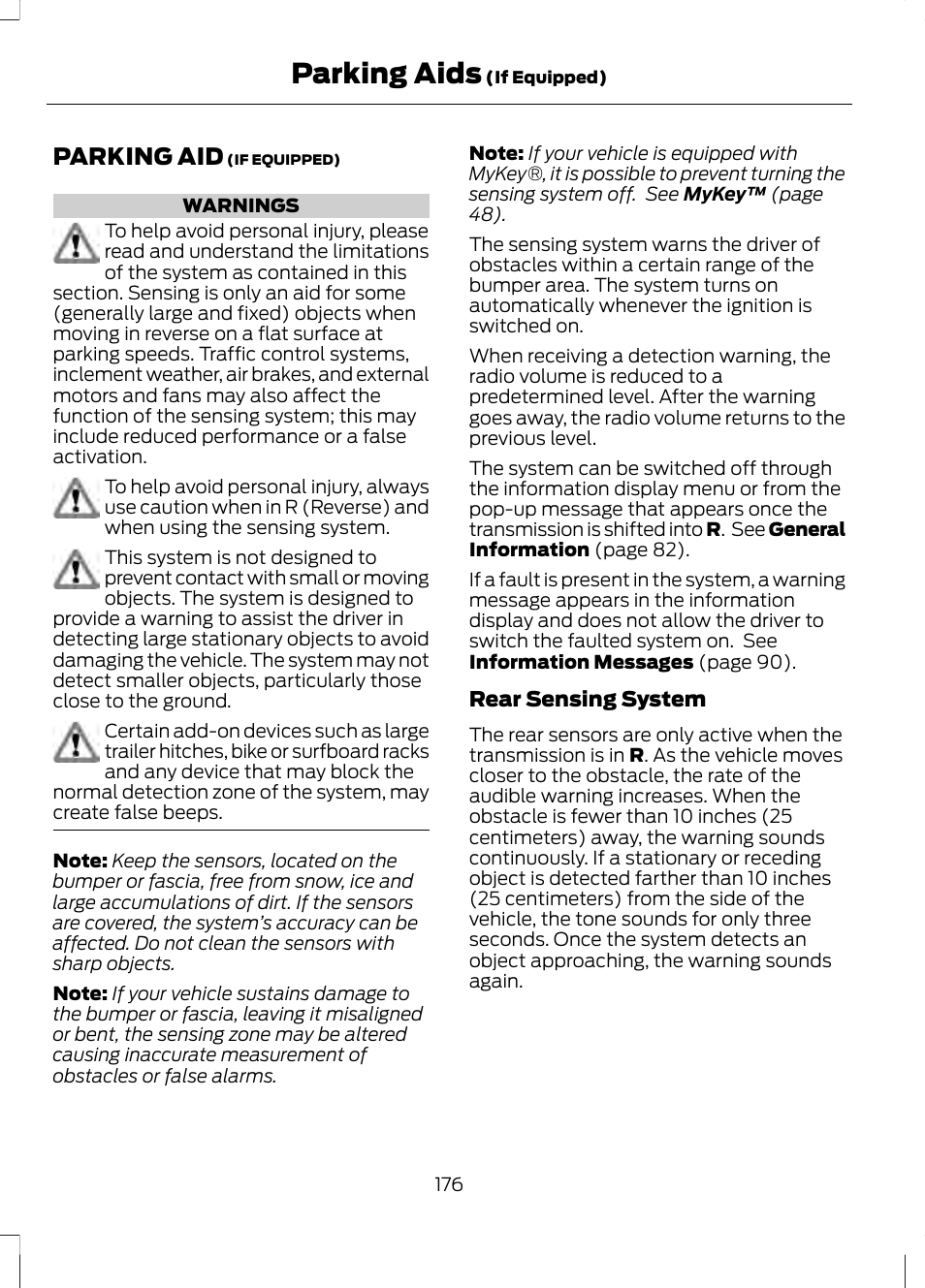 Parking aids, Parking aid, See parking | FORD 2013 Fusion v.2 User Manual | Page 178 / 453