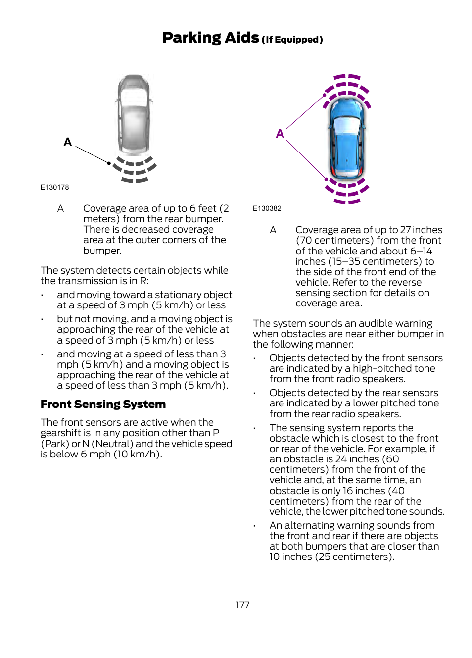 Parking aids | FORD 2013 Fusion v.2 User Manual | Page 179 / 453