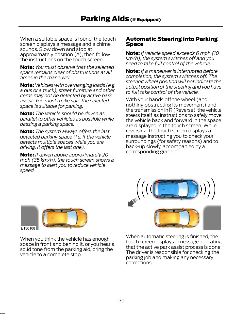 Parking aids | FORD 2013 Fusion v.2 User Manual | Page 181 / 453