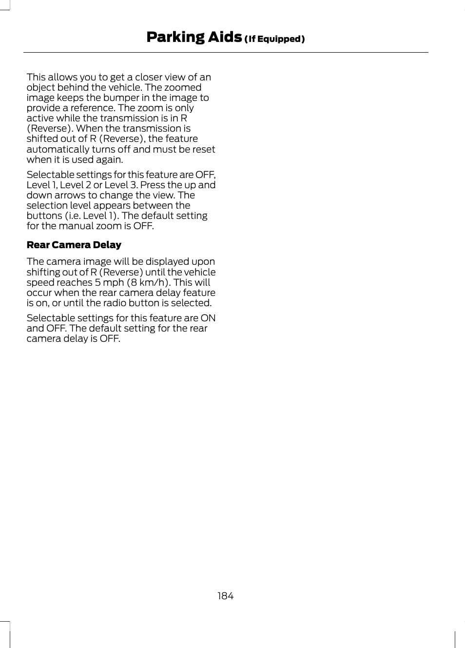Parking aids | FORD 2013 Fusion v.2 User Manual | Page 186 / 453