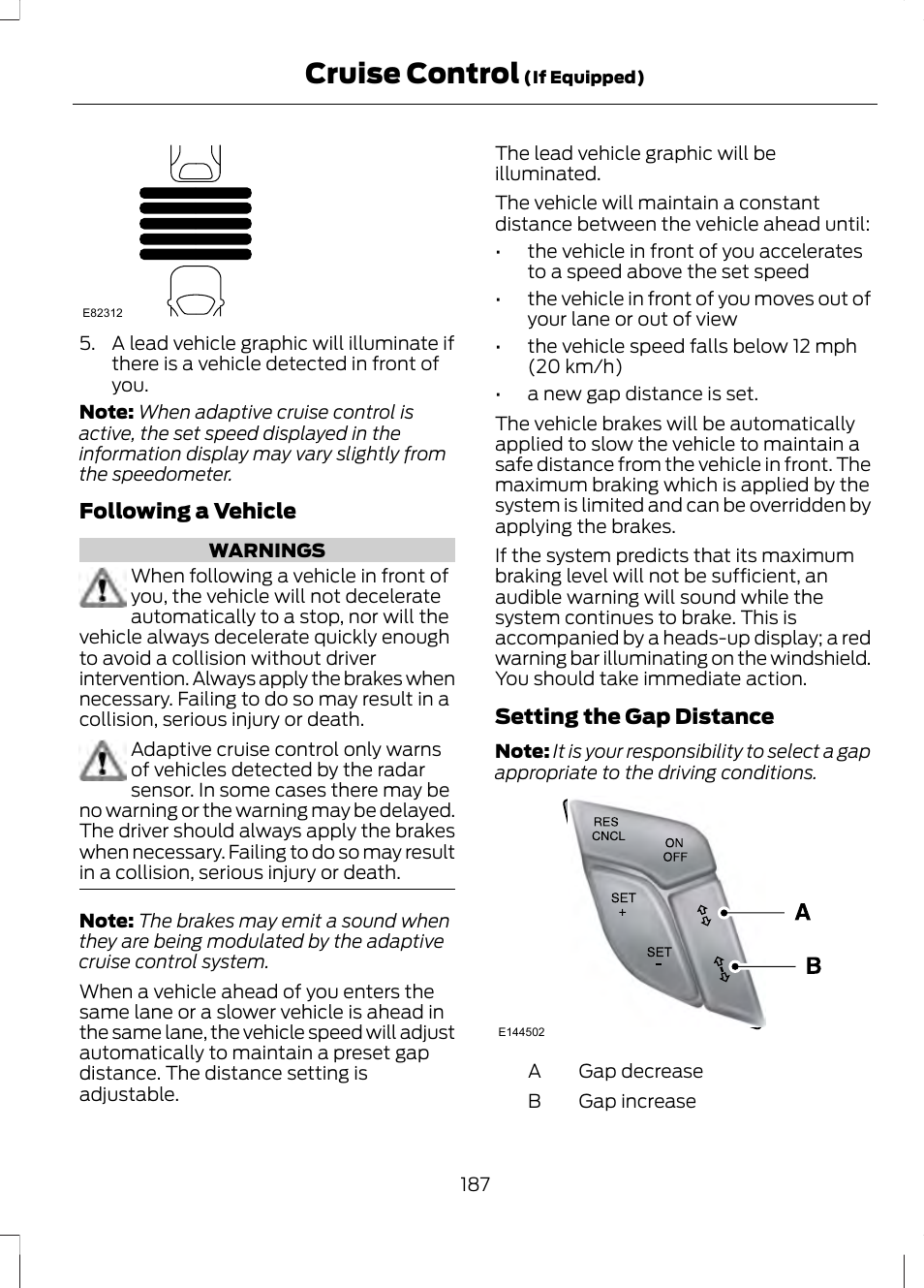 Cruise control | FORD 2013 Fusion v.2 User Manual | Page 189 / 453