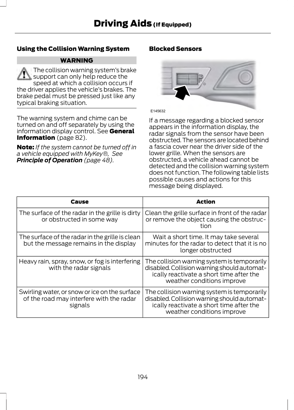 Driving aids | FORD 2013 Fusion v.2 User Manual | Page 196 / 453