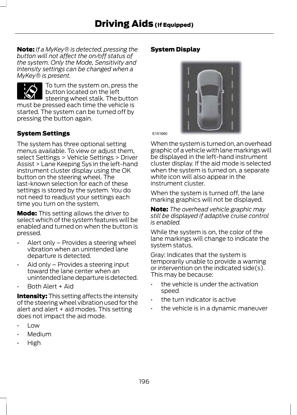 Driving aids | FORD 2013 Fusion v.2 User Manual | Page 198 / 453