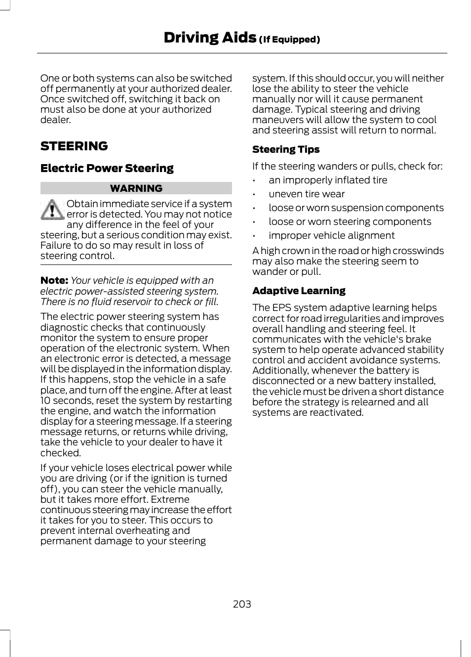 Steering, Driving aids | FORD 2013 Fusion v.2 User Manual | Page 205 / 453