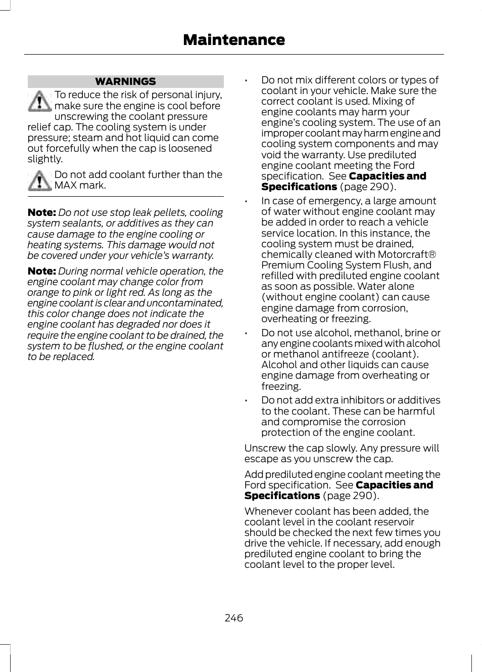 Maintenance | FORD 2013 Fusion v.2 User Manual | Page 248 / 453