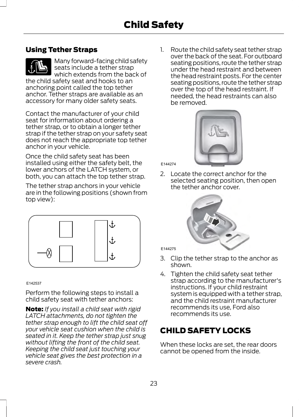 Child safety locks, Child safety | FORD 2013 Fusion v.2 User Manual | Page 25 / 453