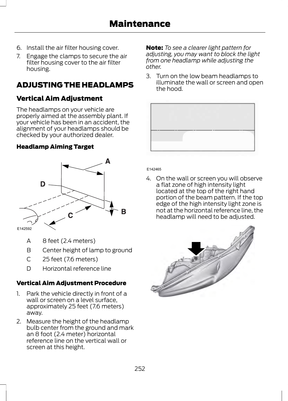 Adjusting the headlamps, Maintenance | FORD 2013 Fusion v.2 User Manual | Page 254 / 453