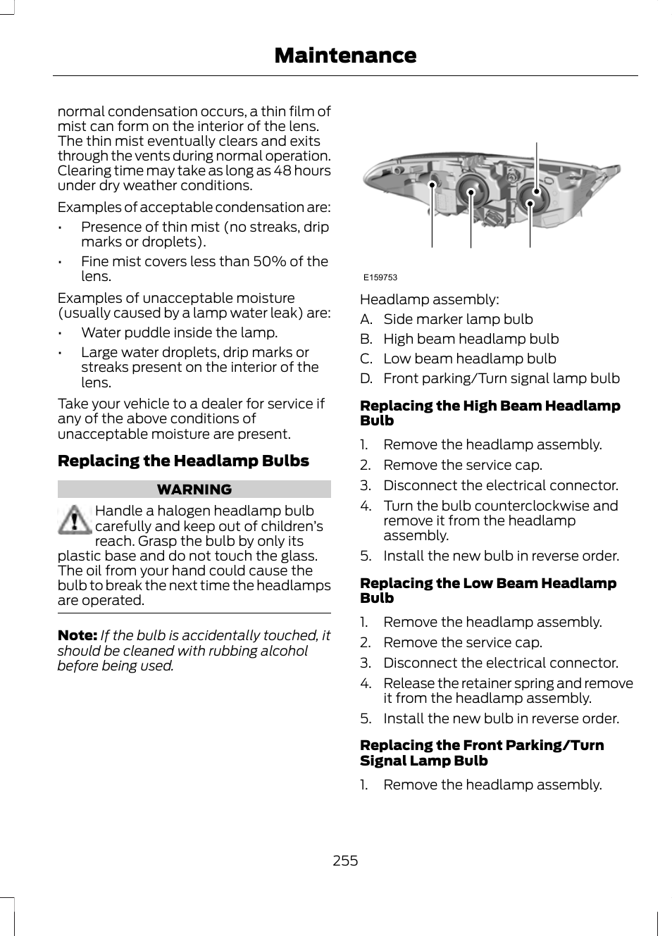 Maintenance, Ab c d | FORD 2013 Fusion v.2 User Manual | Page 257 / 453