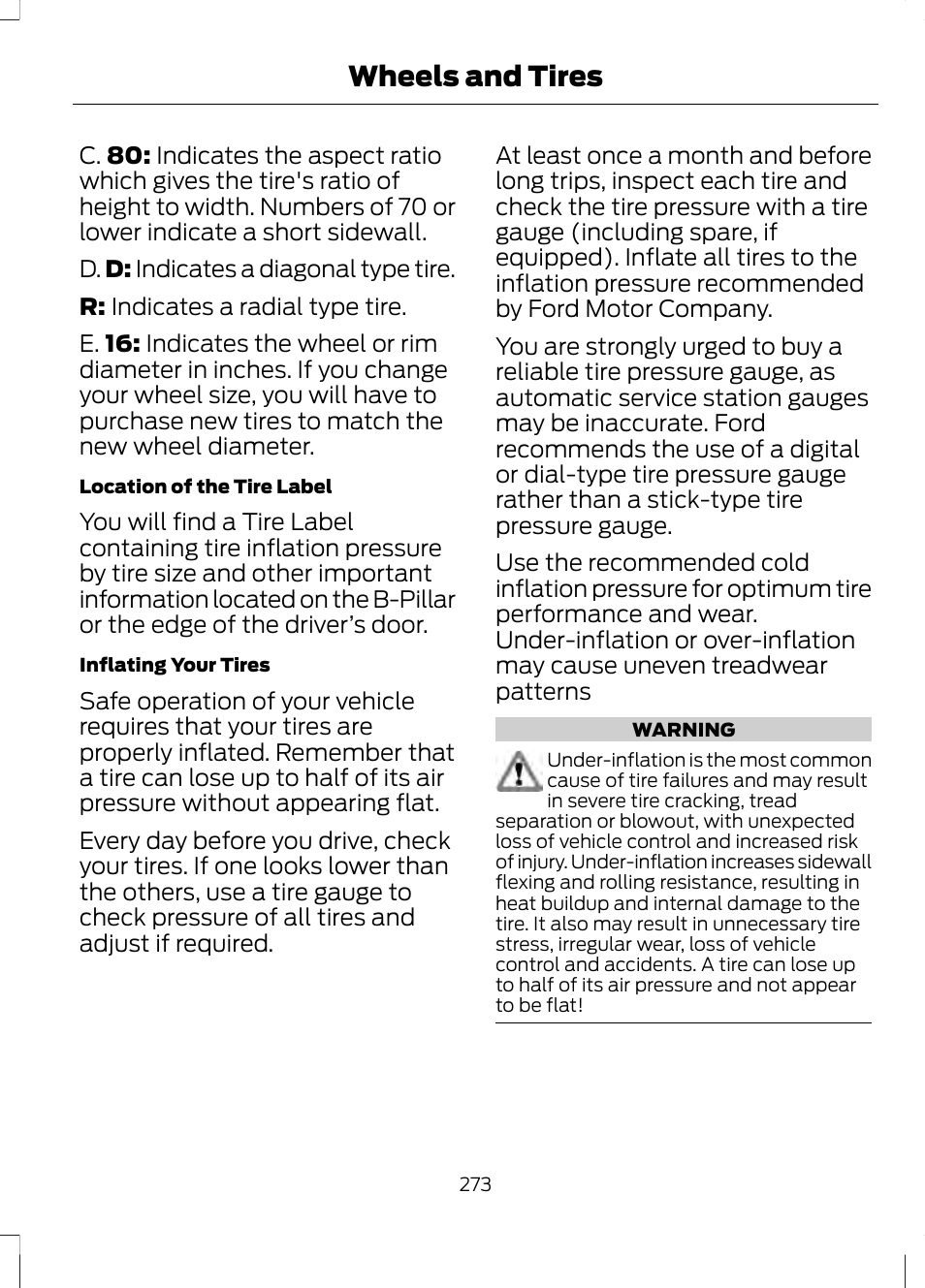 Wheels and tires | FORD 2013 Fusion v.2 User Manual | Page 275 / 453