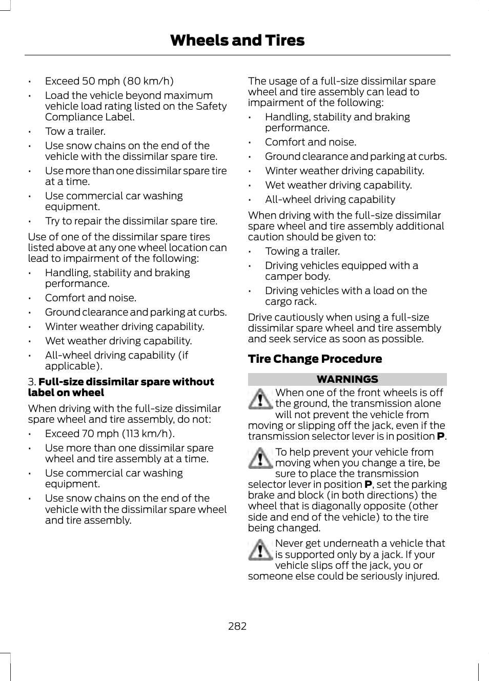 Wheels and tires | FORD 2013 Fusion v.2 User Manual | Page 284 / 453