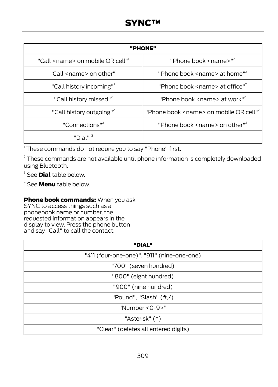 Sync | FORD 2013 Fusion v.2 User Manual | Page 311 / 453