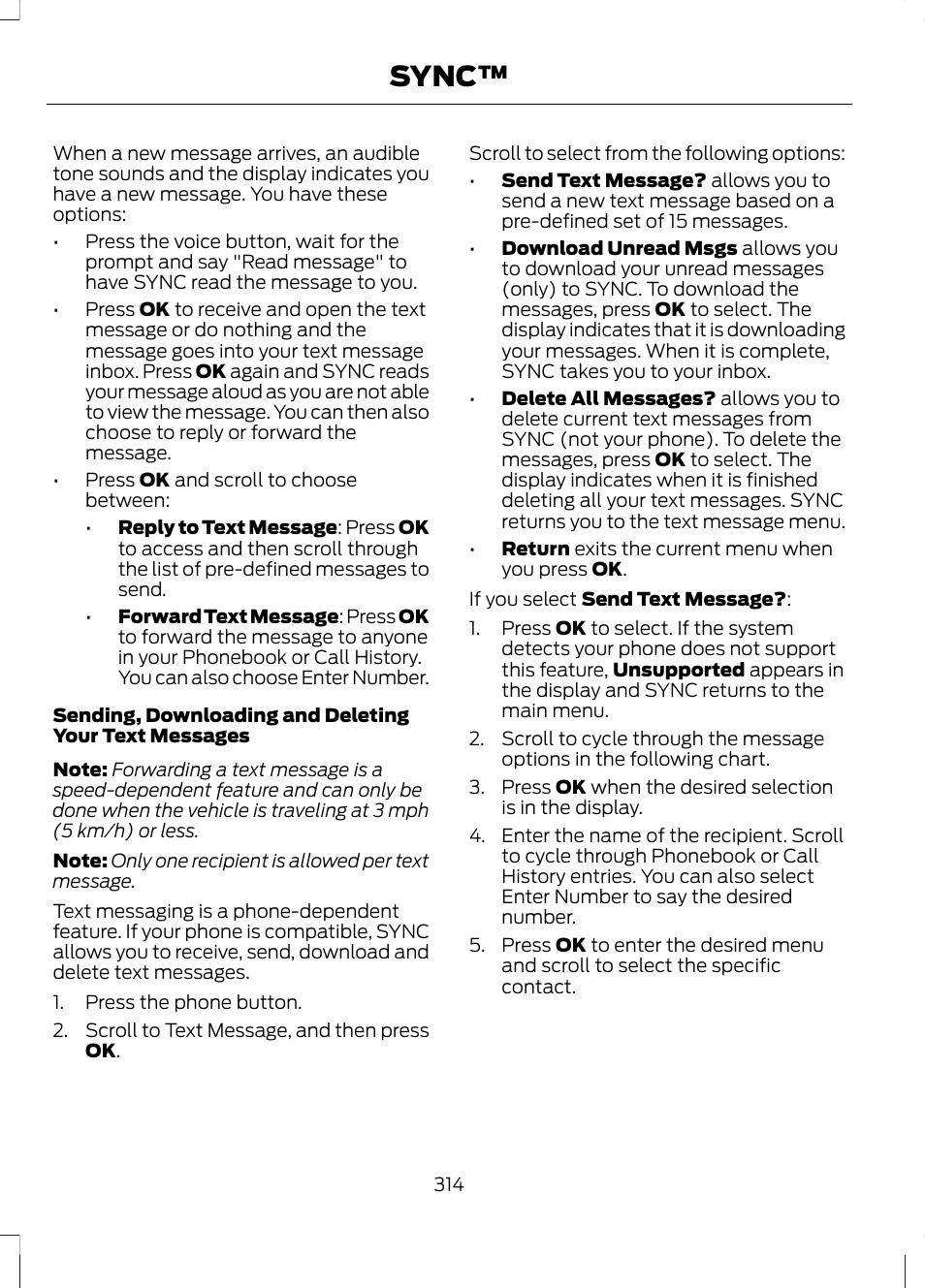 Sync | FORD 2013 Fusion v.2 User Manual | Page 316 / 453