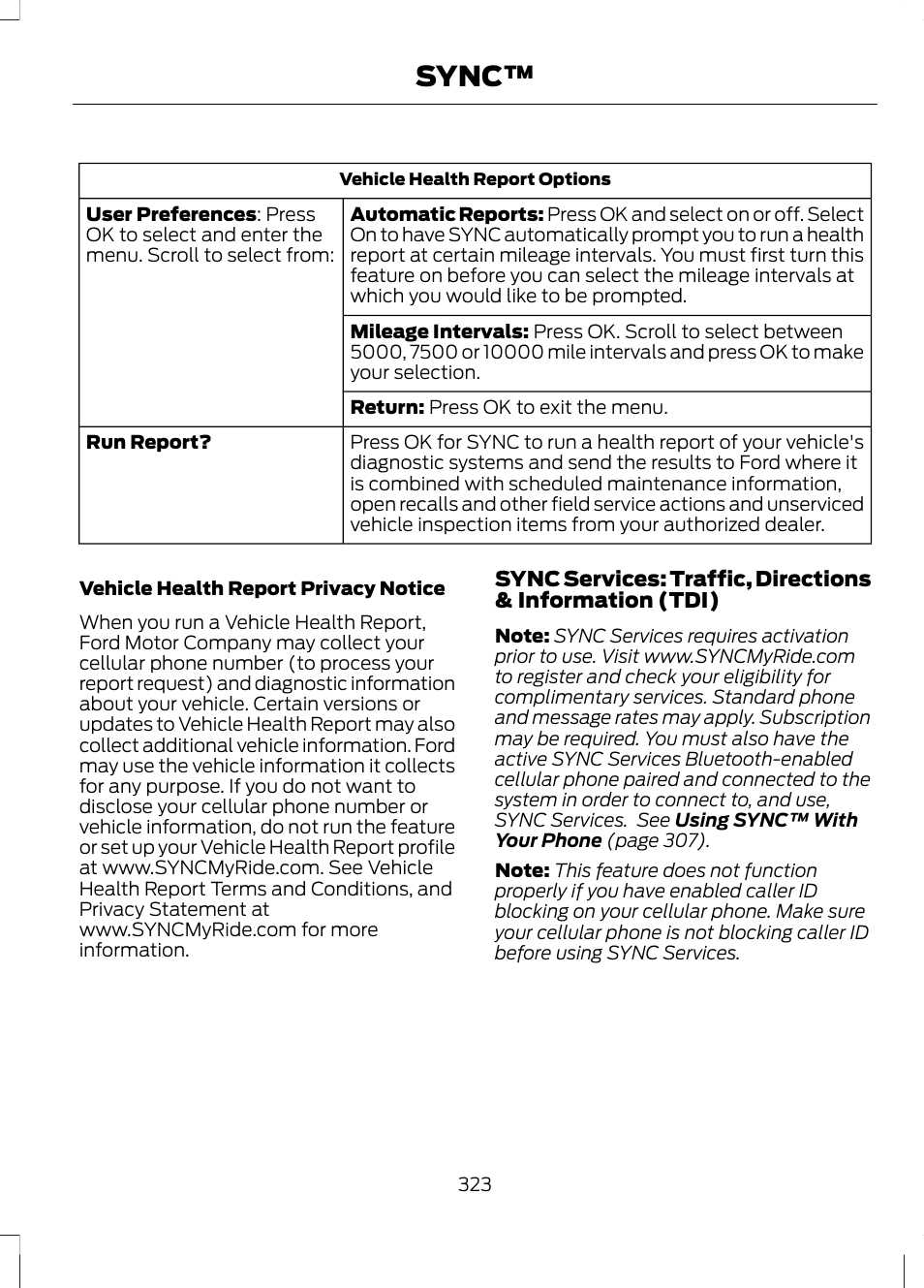 Sync | FORD 2013 Fusion v.2 User Manual | Page 325 / 453