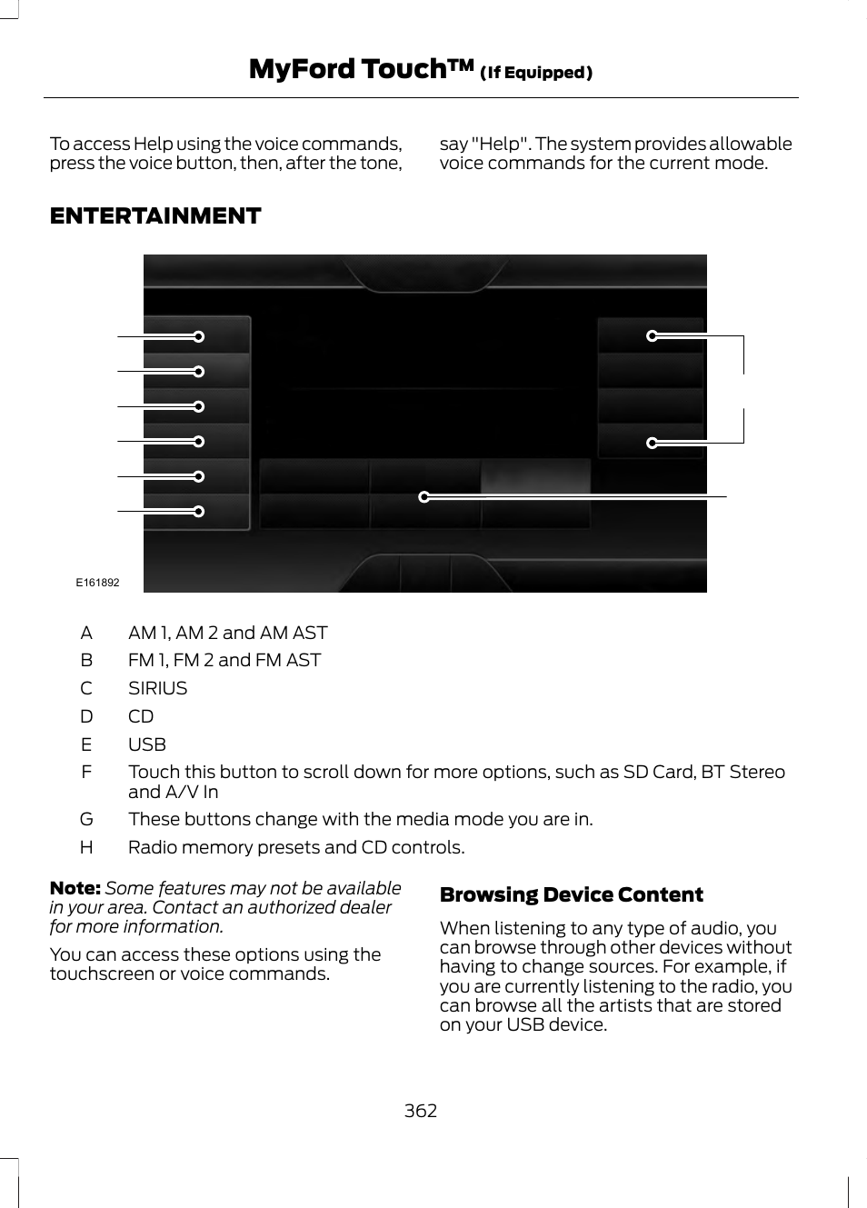 Entertainment, Myford touch | FORD 2013 Fusion v.2 User Manual | Page 364 / 453