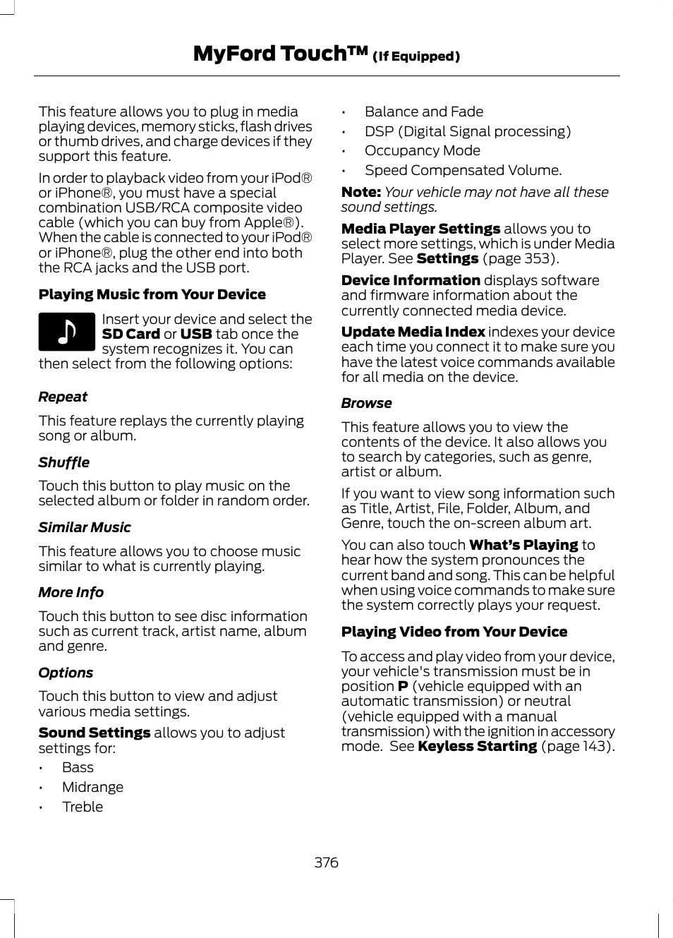 Myford touch | FORD 2013 Fusion v.2 User Manual | Page 378 / 453