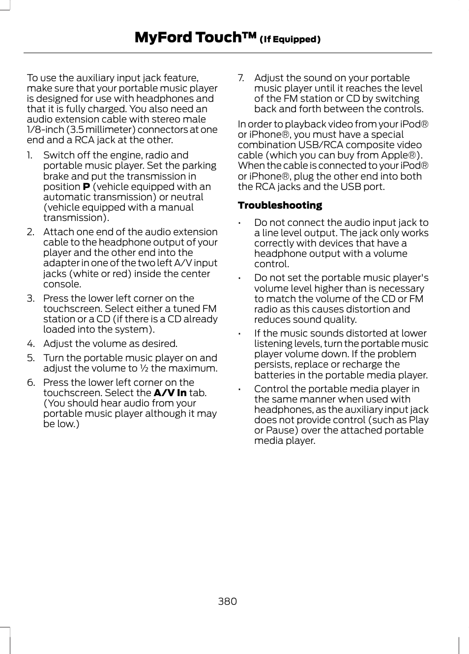 Myford touch | FORD 2013 Fusion v.2 User Manual | Page 382 / 453