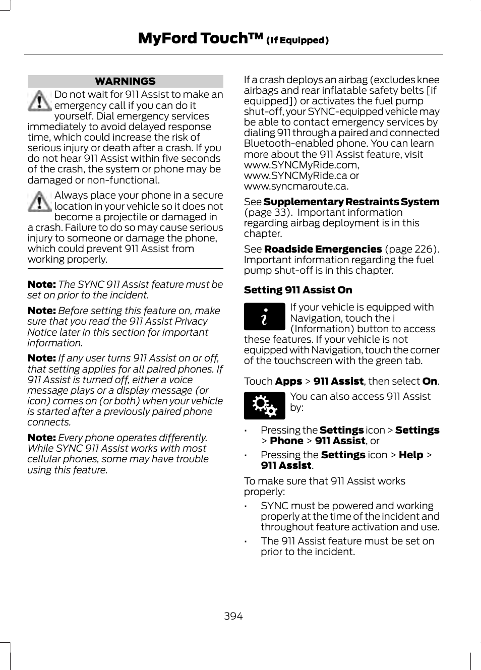 Myford touch | FORD 2013 Fusion v.2 User Manual | Page 396 / 453