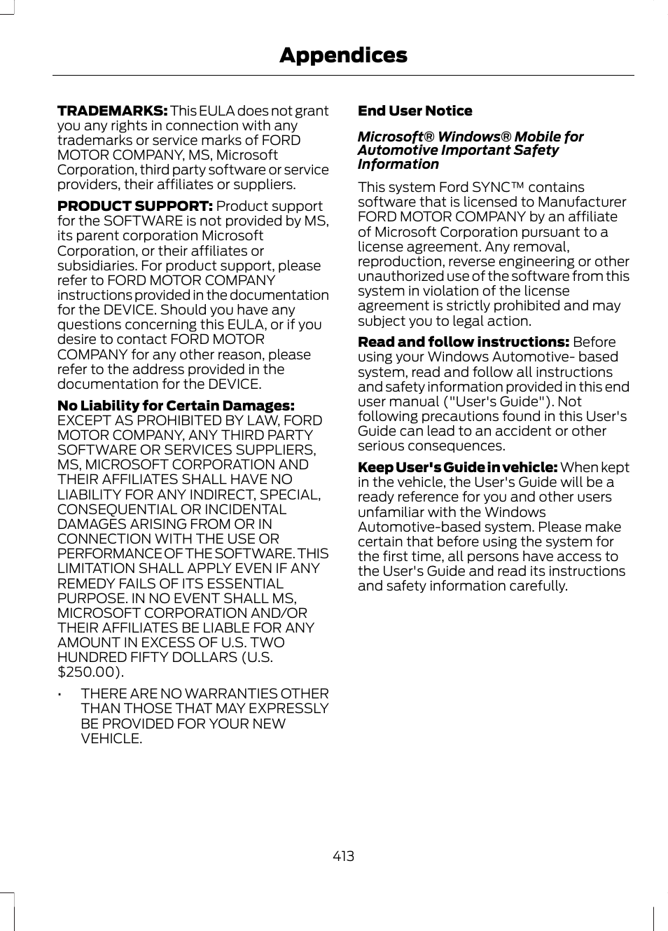 Appendices | FORD 2013 Fusion v.2 User Manual | Page 415 / 453