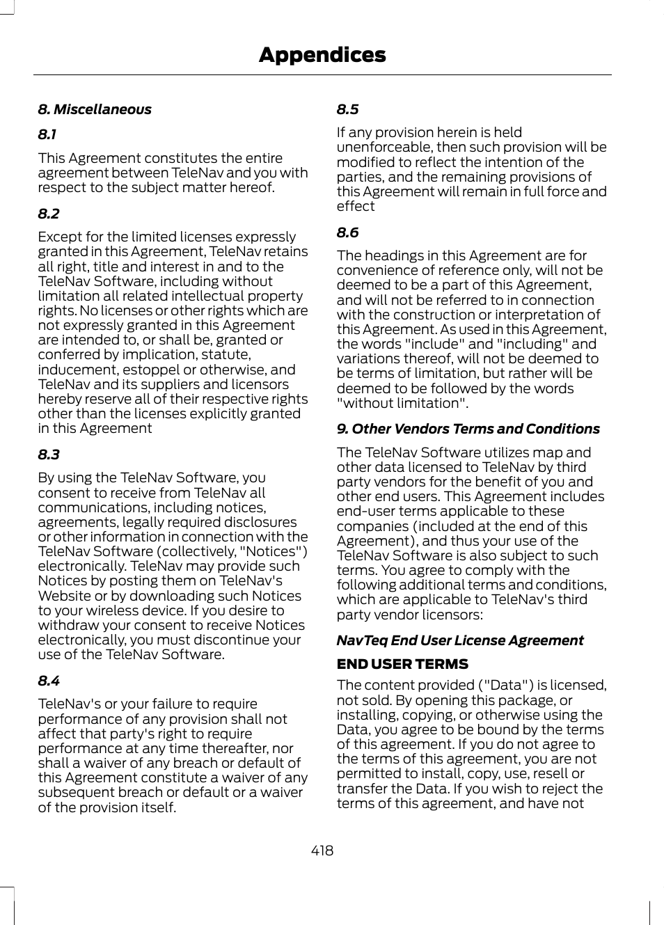 Appendices | FORD 2013 Fusion v.2 User Manual | Page 420 / 453