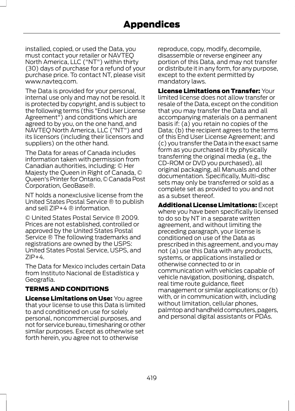 Appendices | FORD 2013 Fusion v.2 User Manual | Page 421 / 453