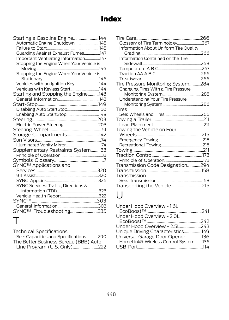 Index | FORD 2013 Fusion v.2 User Manual | Page 450 / 453