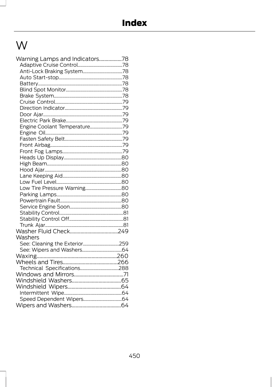 Index | FORD 2013 Fusion v.2 User Manual | Page 452 / 453