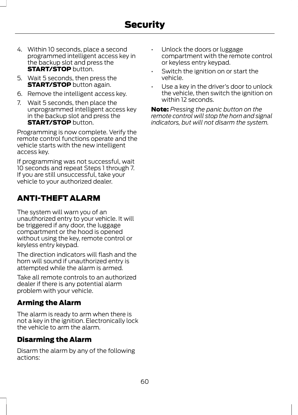 Anti-theft alarm, Security | FORD 2013 Fusion v.2 User Manual | Page 62 / 453