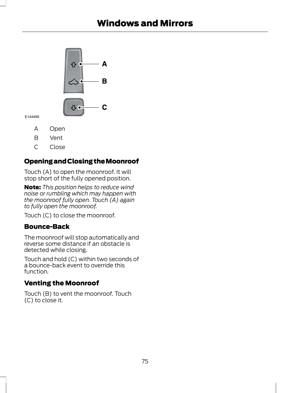 Windows and mirrors | FORD 2013 Fusion v.2 User Manual | Page 77 / 453