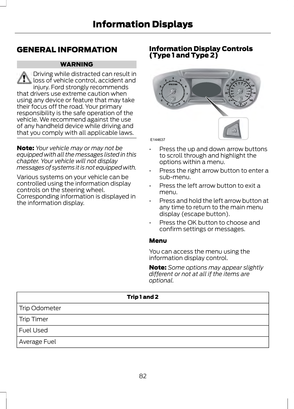 Information displays, General information | FORD 2013 Fusion v.2 User Manual | Page 84 / 453