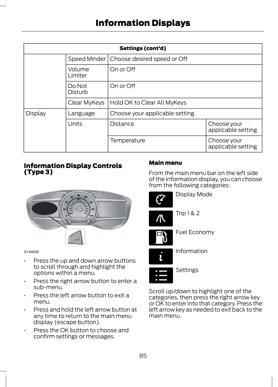 Information displays | FORD 2013 Fusion v.2 User Manual | Page 87 / 453