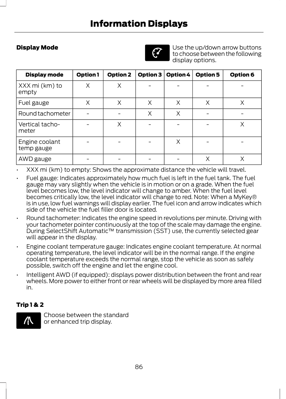 Information displays | FORD 2013 Fusion v.2 User Manual | Page 88 / 453