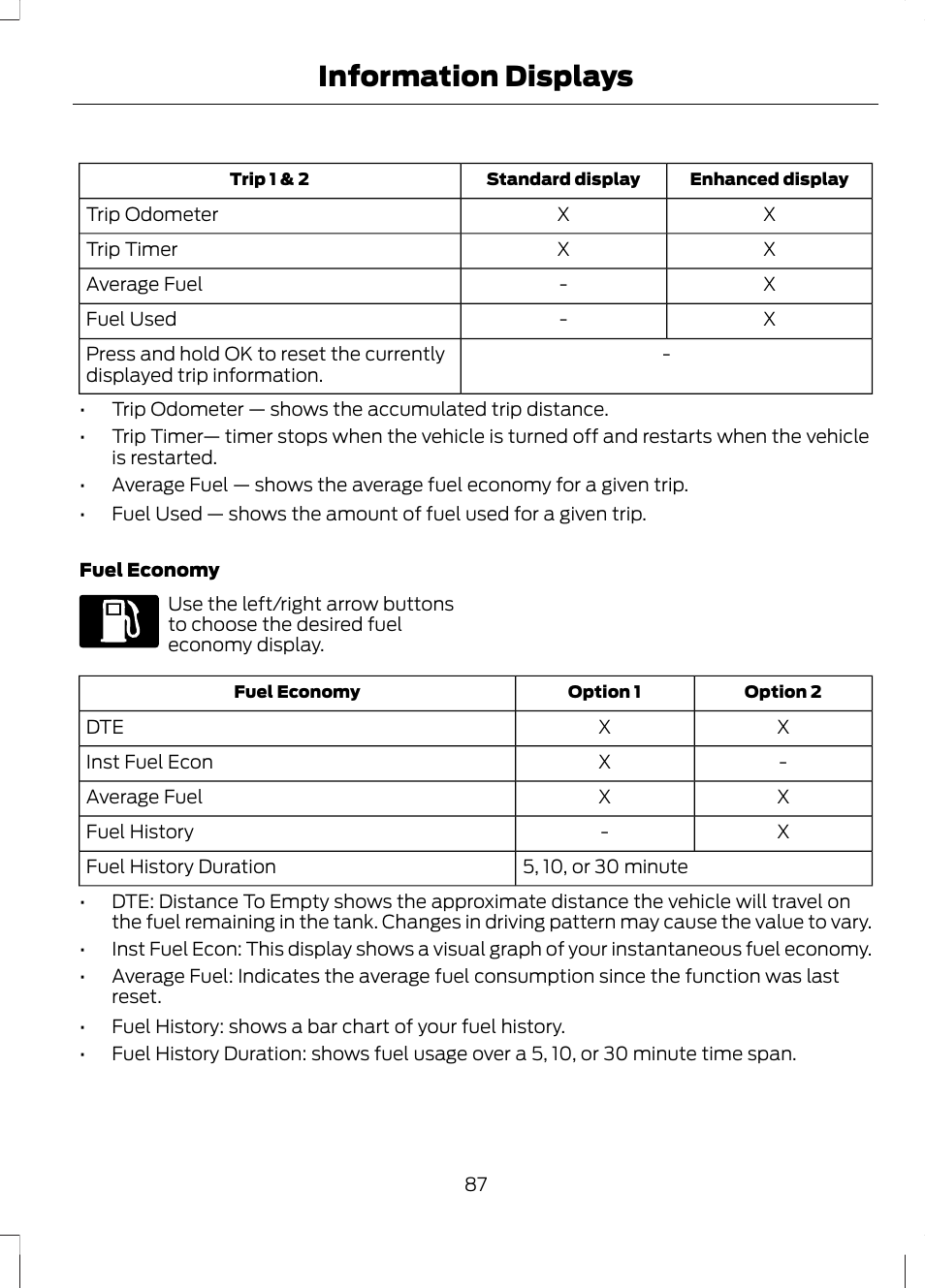 Information displays | FORD 2013 Fusion v.2 User Manual | Page 89 / 453