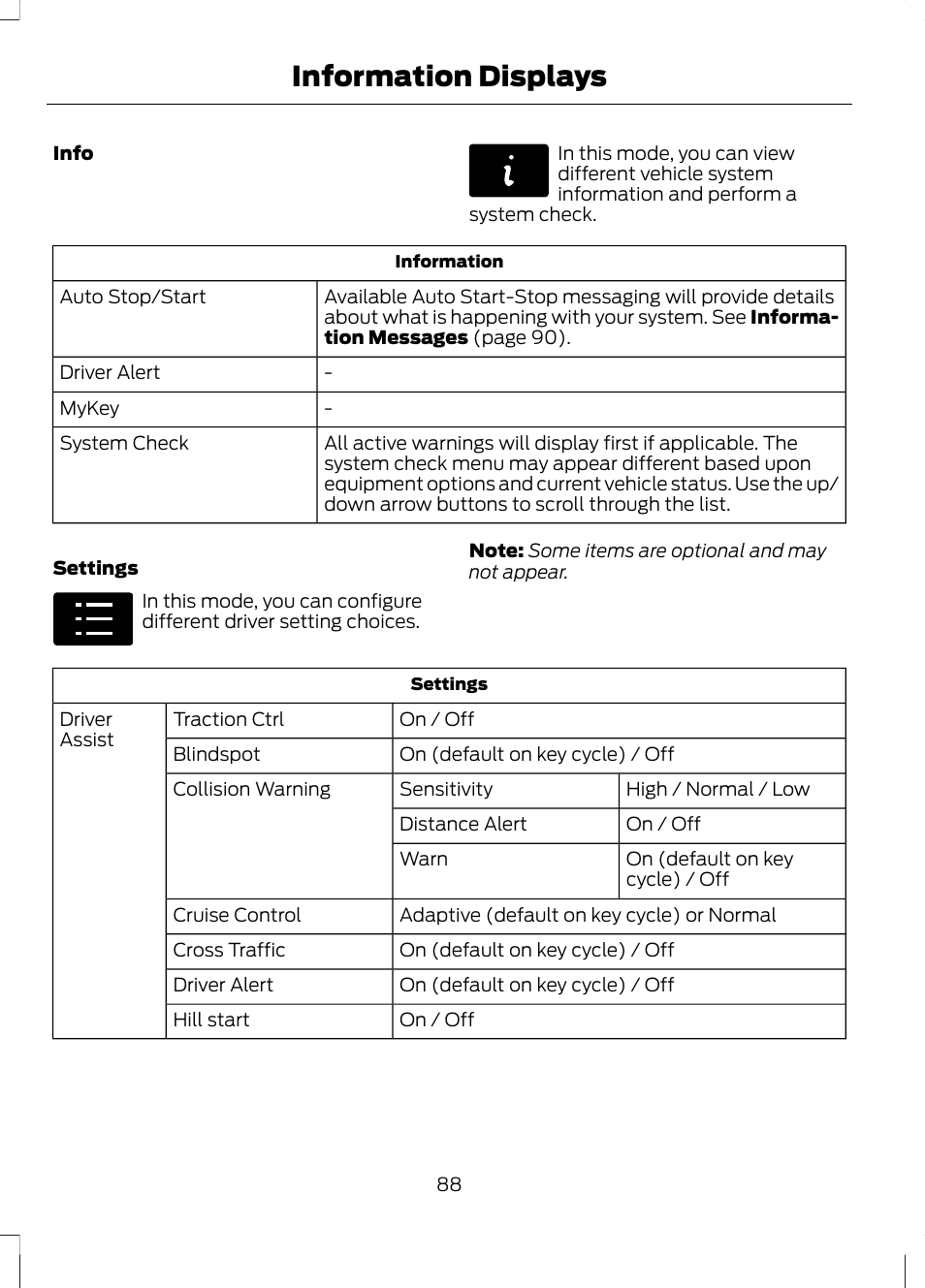 Information displays | FORD 2013 Fusion v.2 User Manual | Page 90 / 453