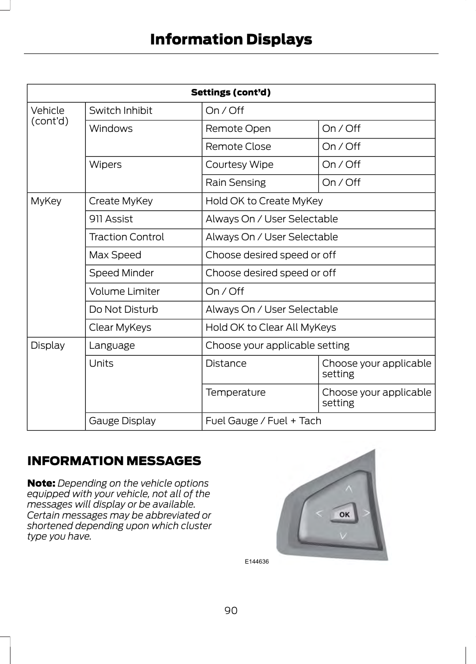 Information messages, Information displays | FORD 2013 Fusion v.2 User Manual | Page 92 / 453