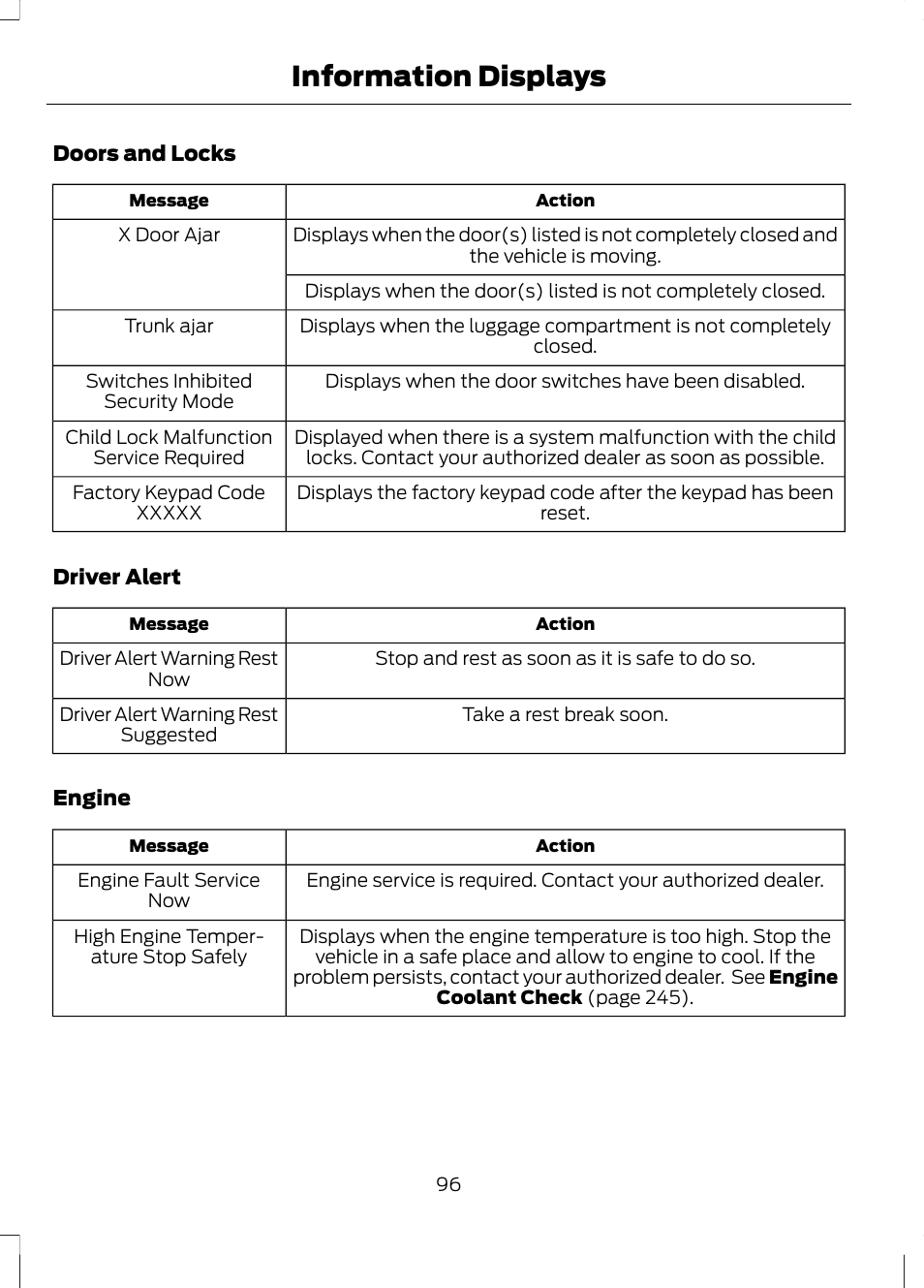 Information displays | FORD 2013 Fusion v.2 User Manual | Page 98 / 453