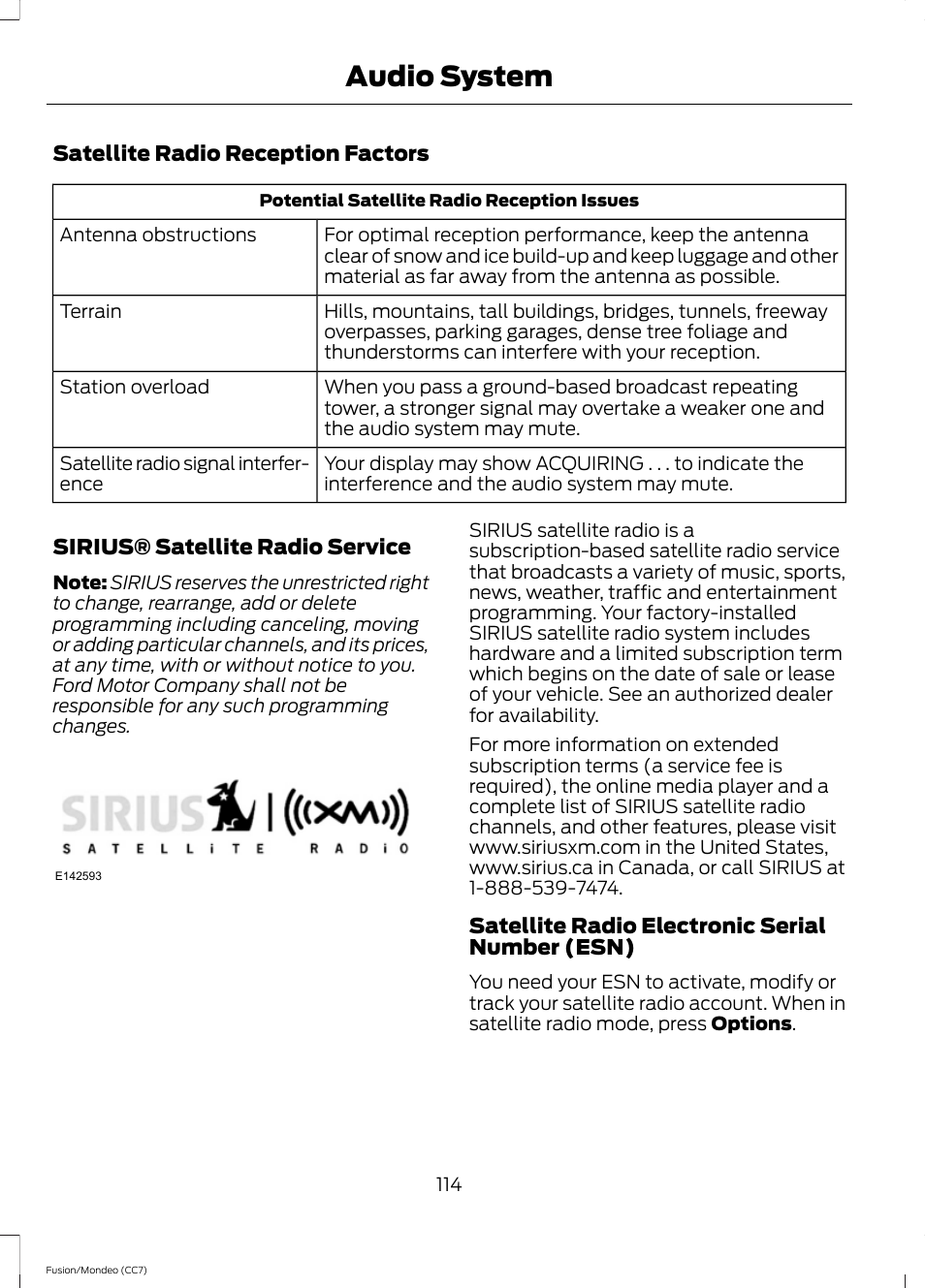 Audio system | FORD 2013 Fusion v.3 User Manual | Page 117 / 458