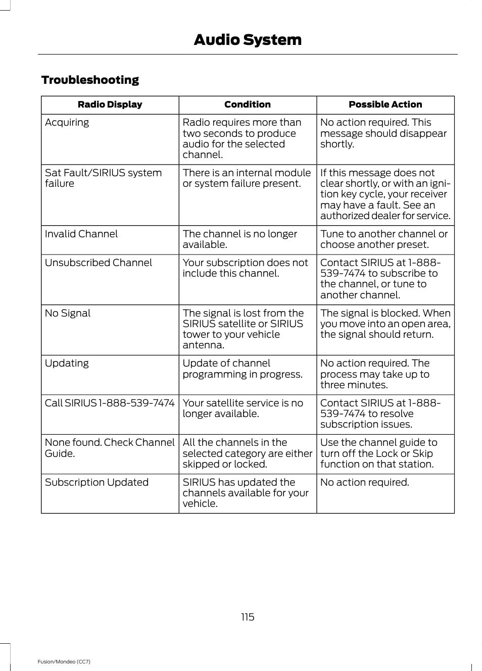 Audio system | FORD 2013 Fusion v.3 User Manual | Page 118 / 458