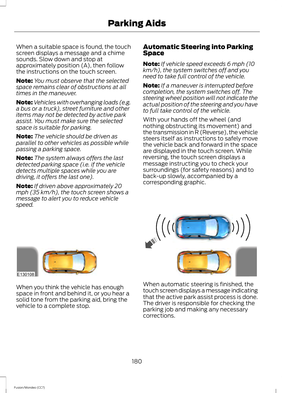 Parking aids | FORD 2013 Fusion v.3 User Manual | Page 183 / 458