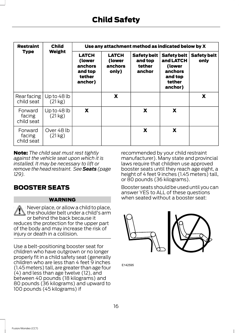 Booster seats, Child safety | FORD 2013 Fusion v.3 User Manual | Page 19 / 458