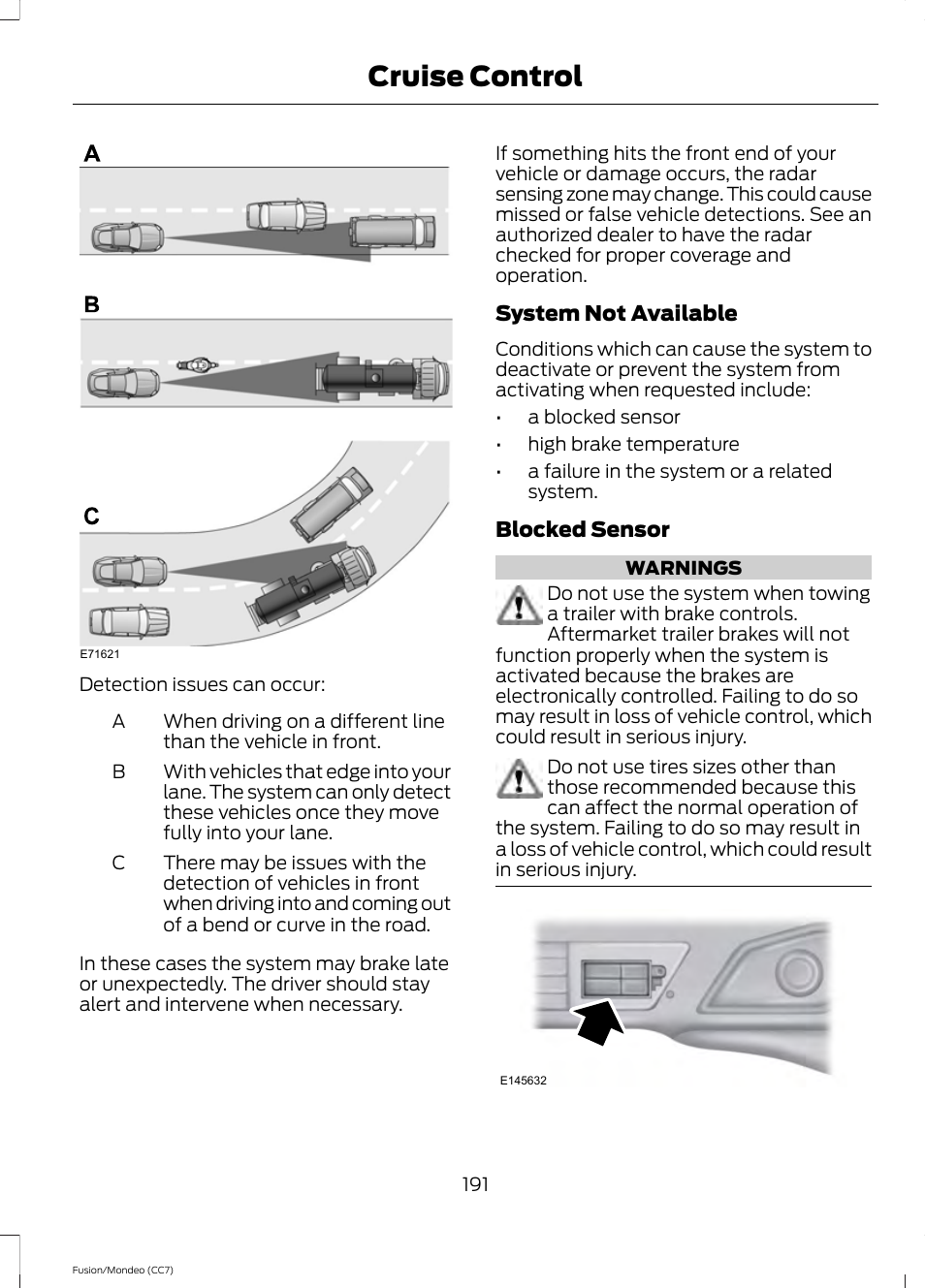 Cruise control | FORD 2013 Fusion v.3 User Manual | Page 194 / 458