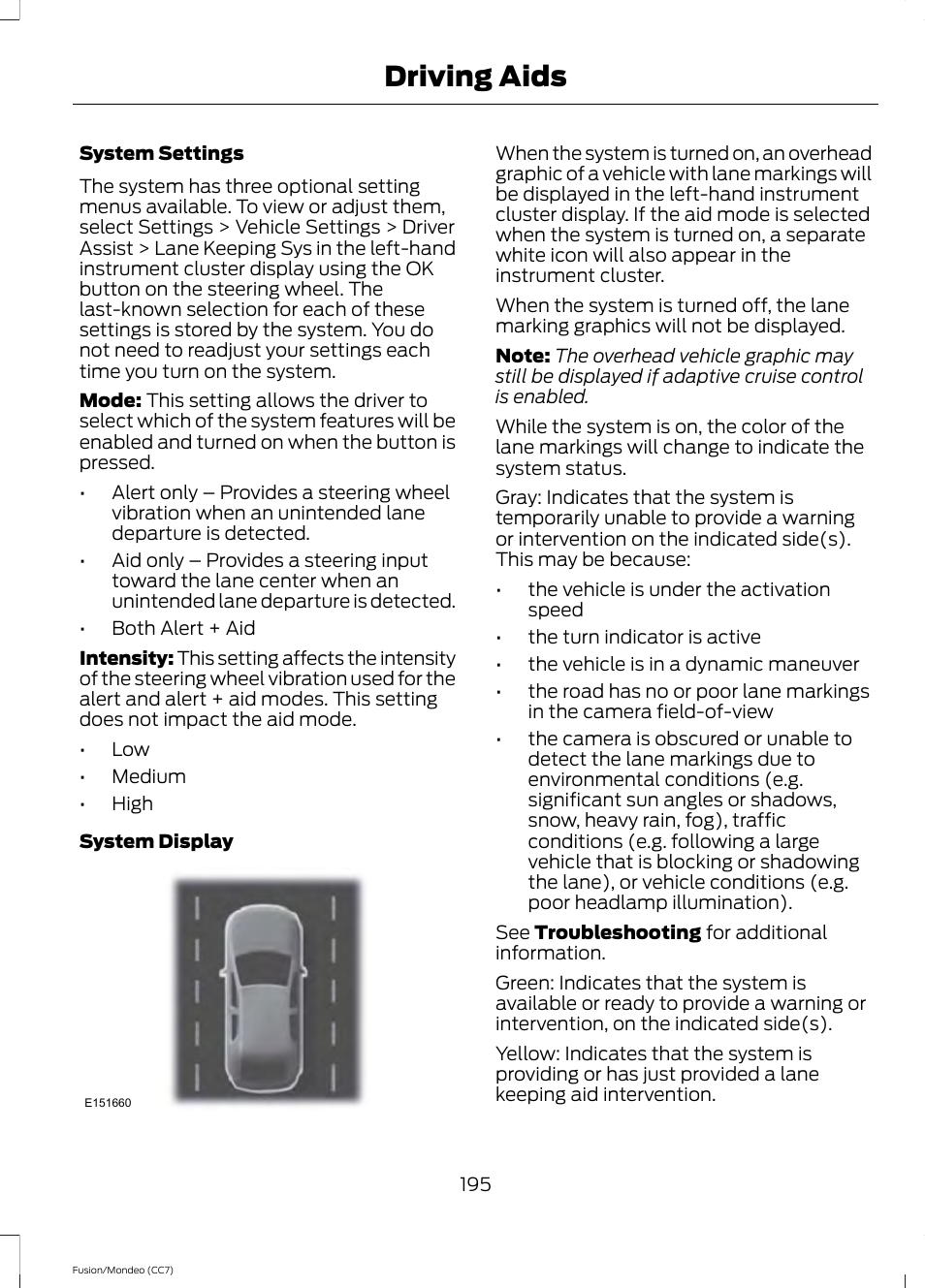 Driving aids | FORD 2013 Fusion v.3 User Manual | Page 198 / 458